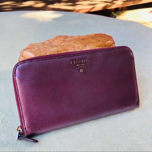 Prada Saffiano Purple Leather Long Zippy Wallet - Picture 6 of 9